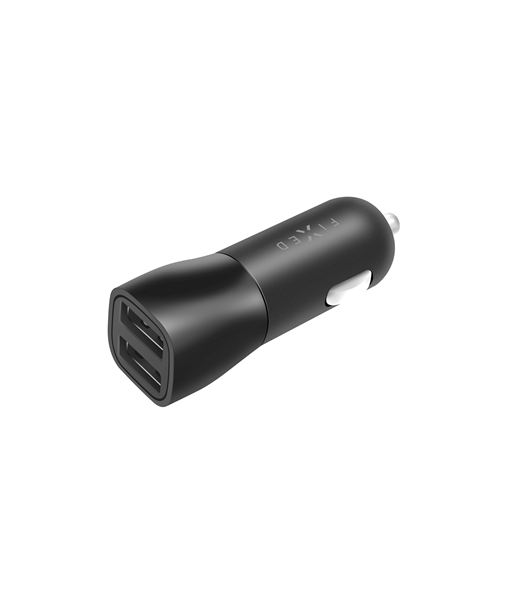 Fixed 15W Автомобильное зарядное устройство с двумя USB-портами - Черное
