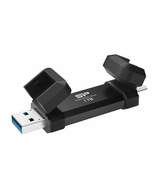Silicon Power Portable External SSD, DS72, 1000 GB, USB Type-A, USB Type-C 3.2 Gen 2, Black
