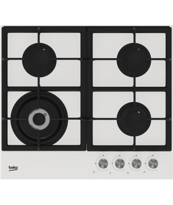 Pliidiplaat BEKO, HILW64225SW, Gas, Number of burners/cooking zones 4, Knob, White