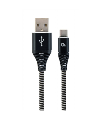 Cablexpert | Premium cotton braided Type-C USB charging and data cable, 1 m | CC-USB2B-AMCM-1M-BW