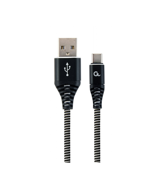 Cablexpert | Premium cotton braided Type-C USB charging and data cable, 1 m | CC-USB2B-AMCM-1M-BW