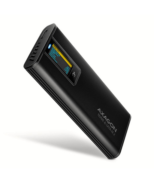 AXAGON EEM2-SD2B USB-C 10Gbps - M.2 NVMe & SATA SSD DISPLAY box