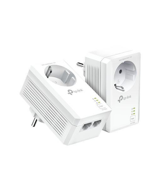 TP-LINK, AV1000 2-Port Gigabit Passthrough Powerline Starter Kit, TL-PA7027P KIT, 10/100/1000 Mbit/s, Ethernet LAN (RJ-45)