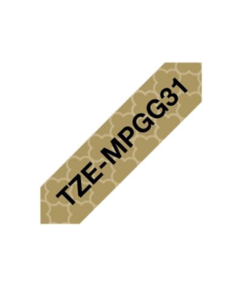 Brother, TZe-MPGG31, Black On Gold Pattern, TZe
