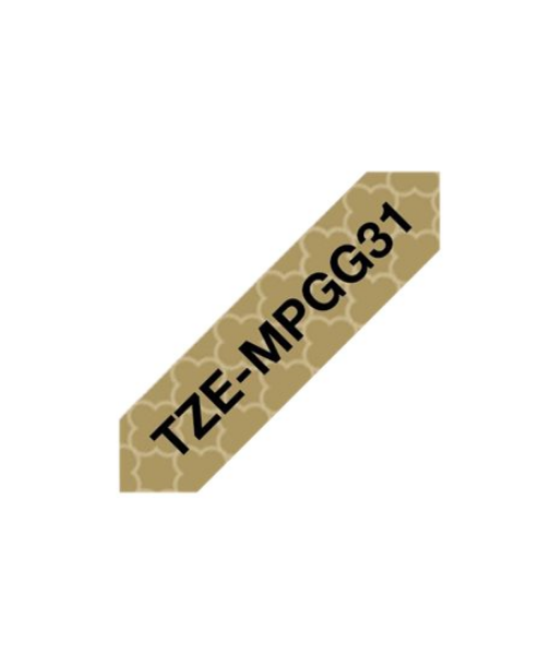 Brother, TZe-MPGG31, Black On Gold Pattern, TZe