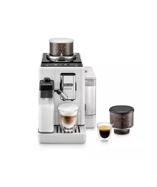 Kohvimasin Delonghi, Rivelia EXAM440.55.W, Pump pressure 19 bar, Built-in milk frother, Fully Automatic, 1450 W, Arctic White