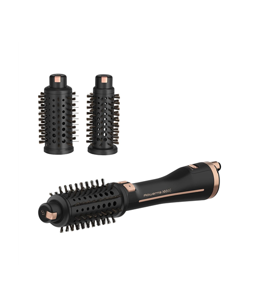 Rowenta, Styling Hair Brush, CF9620, Temperature (max) 80 °C, Number of heating levels 3, Black/Gold Rose