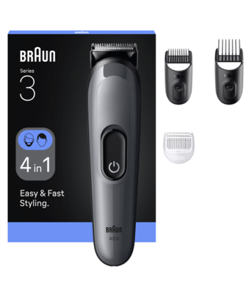 Braun 4-in-1 Grooming Kit, All-in-One Series 3 AIO3500, Cordless, Number of length steps 14, Black