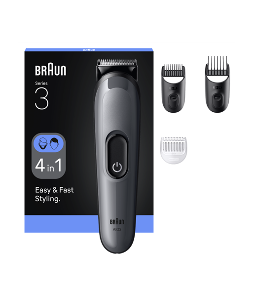 Braun 4-in-1 Grooming Kit, All-in-One Series 3 AIO3500, Cordless, Number of length steps 14, Black