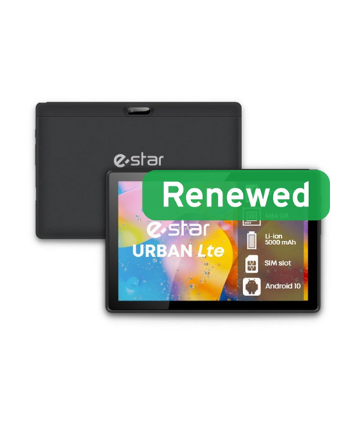 ESTAR Renewed Grade B, 10.1 URBAN Tablet 4GB, Black, 64 GB, Android