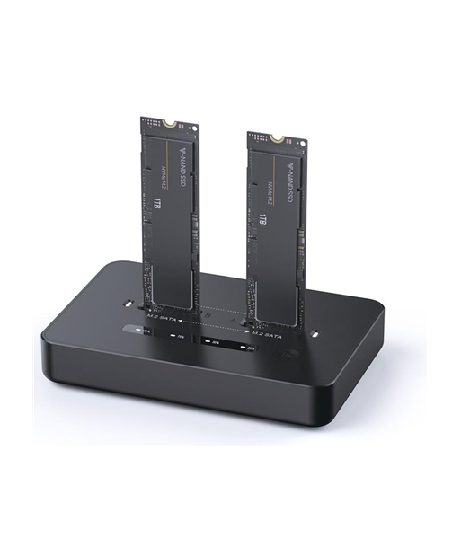 Gembird Desktop dual drive USB Type-C M.2 NVME (and SATA) SSD docking station, Black | DD2-U3M2