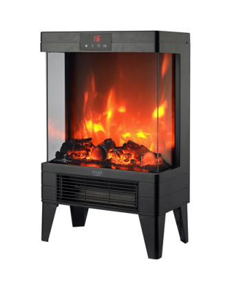 Soojendi Adler LED electric fireplace with remote control, AD 7755, Ceramic, 2000 W, Number of power levels 2, Black