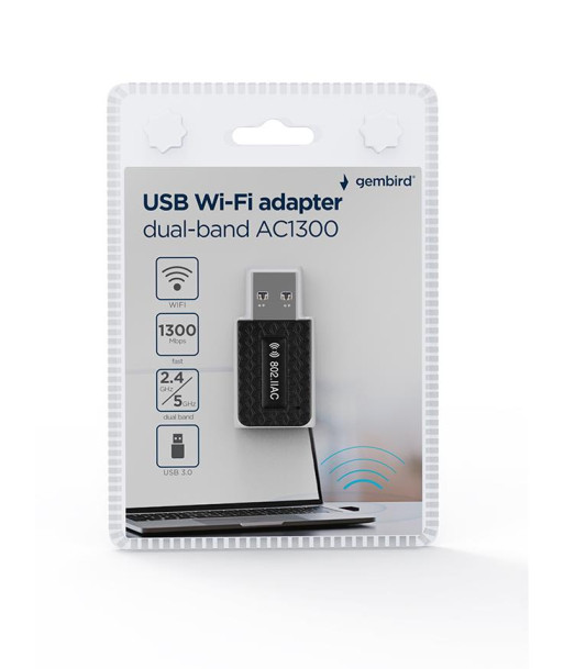 WRL ADAPTER 1300MBPS USB/DUALBAND WNP-UA1300-03 GEMBIRD