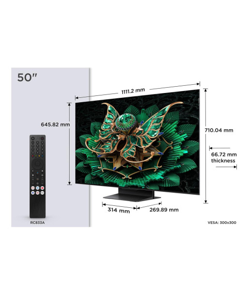 TV TCL 50" 4K Ultra HD 3840 x 2160 pixels Flat 16:9 QD-Mini LED 50C7K