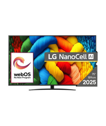 TV Set LG 75" 4K/Smart 3840x2160 Wireless LAN Bluetooth webOS Black 75NANO81A3A