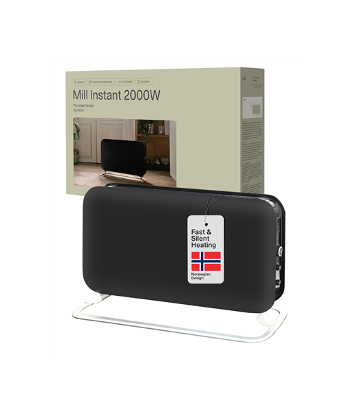Konvektsioon küttepaneel Mill, Heater, SG2000LED, 2000 W, Number of power levels 3, Suitable for rooms up to 5-20 m², Black