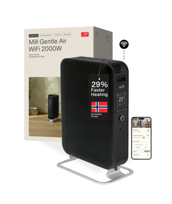 Mill, WiFI GEN3 Oil Filled Radiator, OIL2000WIFI3, Oil Filled Radiator, 2000 W, Number of power levels 3, Black