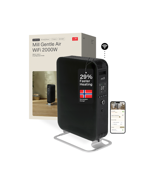 Масляный радиатор Mill, WiFI GEN3, OIL2000WIFI3, 2000 W, Number of power levels 3, Black