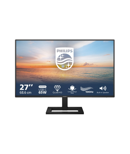 Philips, 27E1N1600AE/00, 27", IPS, 16:9, 100 Hz, 4 ms, 2560 x 1440 pixels, 350 cd/m², HDMI ports quantity 1, Warranty 36
