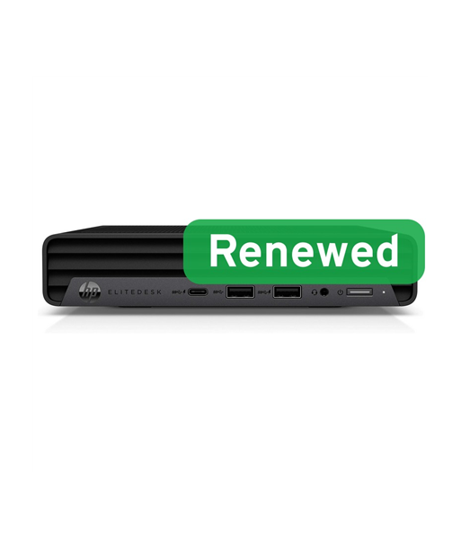 HP Renewed Grade A, EliteDesk 805 G6 Desktop Mini, AMD Ryzen 5 PRO, 4650GE, 16 GB, SSD, 512 GB, AMD Radeon Graphics, Windows