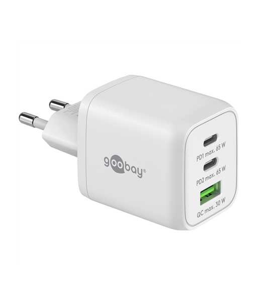Goobay 65 W USB-C PD GaN Multiport Fast Charger Nano, White