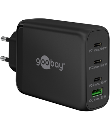 Goobay 65555 100 W USB-C PD GaN Multiport Fast Charger, Black