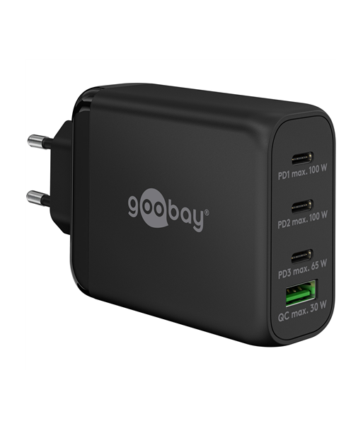 Goobay 65555 100 W USB-C PD GaN Multiport Fast Charger, Black