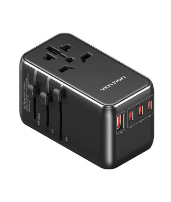 POWER ADAPTER TRAVEL 4PORT/BLACK FJGB0 VENTION