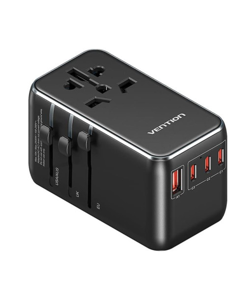 POWER ADAPTER TRAVEL 4PORT/BLACK FJGB0 VENTION