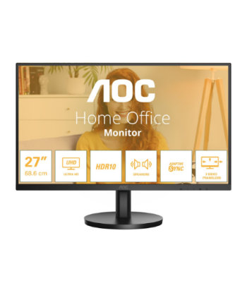 AOC, U27B3A, 27", IPS, UHD, 16:9, 60 Hz, 4 ms, 3840 x 2160 pixels, 350 cd/m², HDMI ports quantity 2