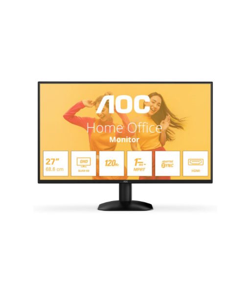 AOC Q27B35S3, 27", IPS, QHD, 16:9, 120 Hz, 1 ms, 2560 x 1440 pixels, 300 cd/m², HDMI ports quantity 1, Black