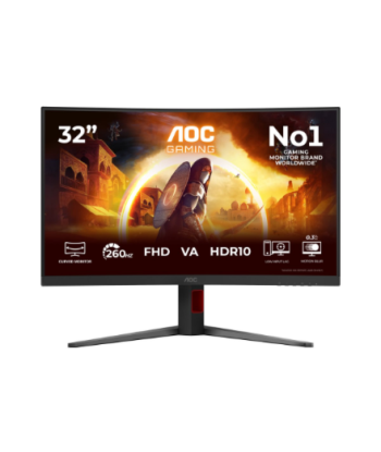 AOC C32G4Z, 32", VA, FHD, 16:9, 240 Hz, 0.3 ms, 1920 x 1080 pixels, 300 cd/m², HDMI ports quantity 1, Black