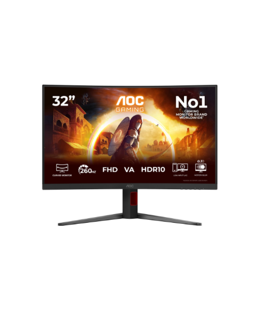 AOC C32G4Z, 32", VA, FHD, 16:9, 240 Hz, 0.3 ms, 1920 x 1080 pixels, 300 cd/m², HDMI ports quantity 1, Black