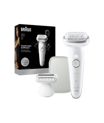 Braun Silk-épil 9 SES9-030 Epilator, Wet & Dry, White/Silver