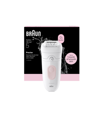 Naiste raseerija Braun, Silk-épil 5 SE5-000, Operating time (max) 40 min, Number of power levels 2, Wet & Dry, White/Pink