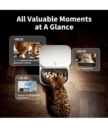PETKIT YumShare Dual-Hopper Automatic Pet Feeder with Camera, 5 L, White