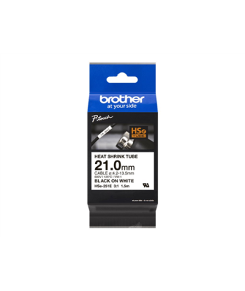 Brother HSe-251E термоусадочная трубка, чёрный текст на белом, 21 мм × 1,5 м