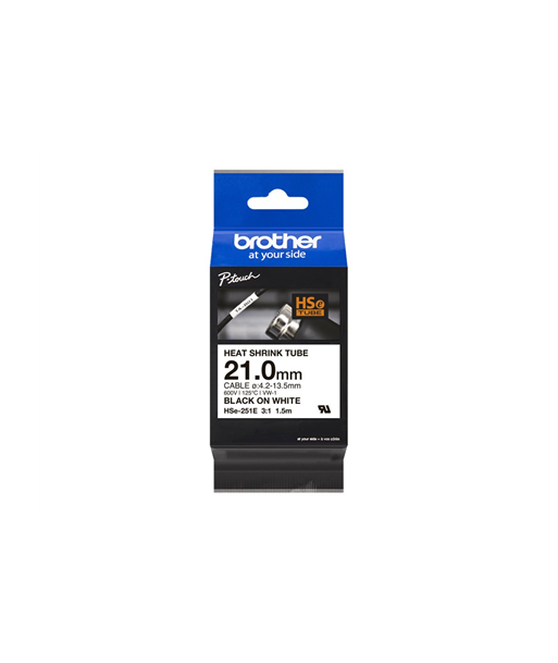 Brother HSe-251E termokahanev toruteip, must tekst valgel, 21 mm × 1,5 m