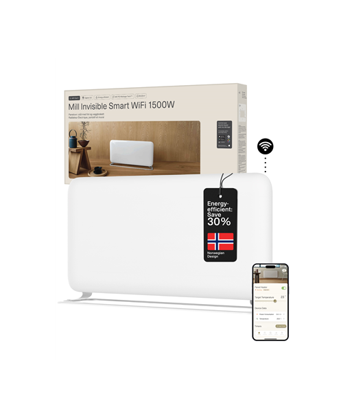 Mill WiFi Panel Heater, PA1500WIFI4A, Panel Heater, 1500 W, Suitable for rooms up to 22 m², White, IPX4