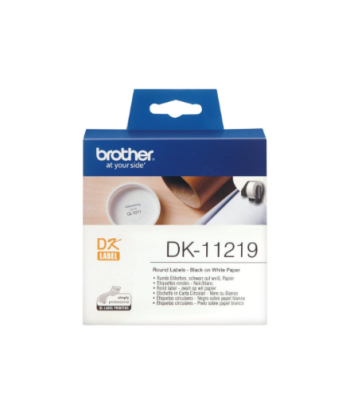 Brother DK-11219 Round paper labels, 12 mm, Black on white | Brother