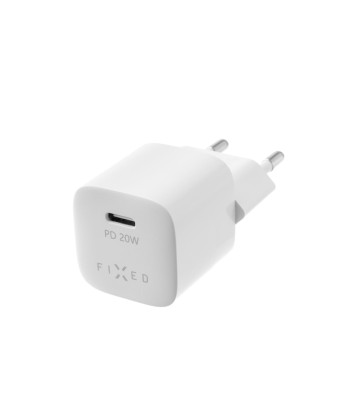 Fixed Mini USB-C Travel Charger USB-C/Lightning Cable Fast charging, White, 20 W