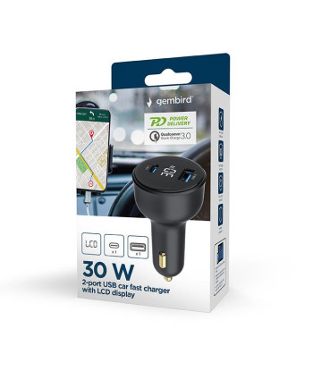 MOBILE CHARGER CAR USB 2PORT/TA-UC-AC2PD30LCD-CAR01 GEMBIRD