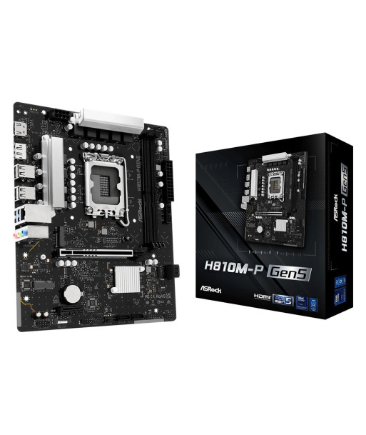 Mainboard ASROCK Intel H810 LGA 1851 (Socket V1) micro ATX RAM DDR5-SDRAM 2xSlots 1xNumber of M.2 (M) slots H810M-PGEN5