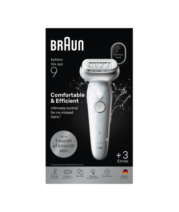 Braun Silk-épil 9 SES9-030 эпилятор Wet & Dry, белый/серебристый