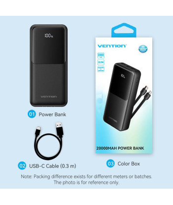 Vention FHPB0 20000mAh 22.5W Power Bank, Black