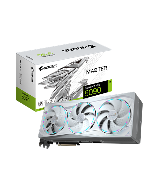 Gigabyte AORUS GeForce RTX 5090 MASTER ICE 32G, NVIDIA, 32 GB, GeForce RTX 5090, GDDR7, HDMI ports quantity 1, PCI-E 5.0