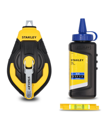 Stanley STHT47312-0 30M 3:1 Comfort Grip Reel Kit With Blue Chalk and Line Level
