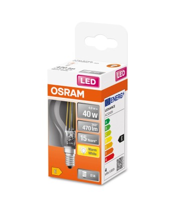 Osram Parathom Classic P Filament 40 4W/827 E14 LED Bulb - Non-Dimmable, Warm White
