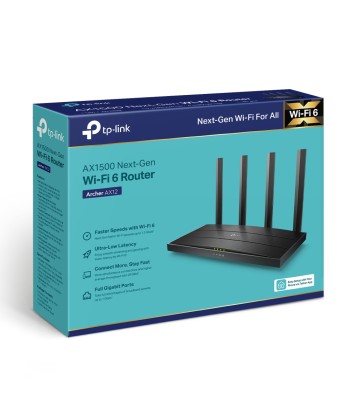 TP-LINK Wi-Fi 6 Router Archer AX12 802.11ax, 300+1201 Mbit/s, 10/100/1000 Mbit/s, Ethernet LAN (RJ-45) ports 3, MU-MiMO No