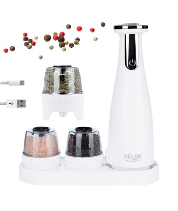 Adler Electric Salt & Pepper Grinder AD 4449W - Matte White